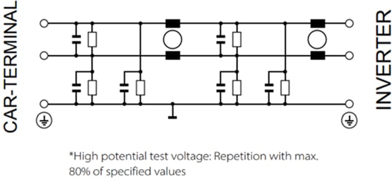 Schematic - TE Connectivity / Schaffner FN222x, FN223x & FN224x DC-Busbar EMC/RFI Filters